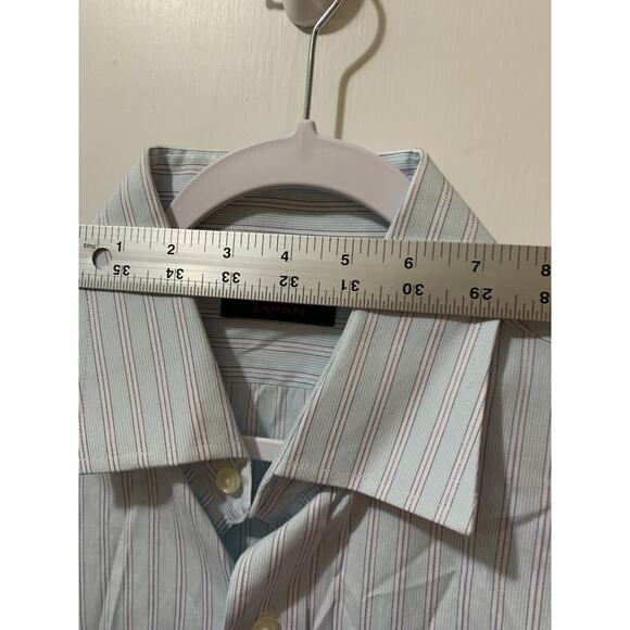 Takumi Japan Shirt Mens Large Dress Oxford Button‎ Up Suit French Cuff Stripe - Picture 12 of 12